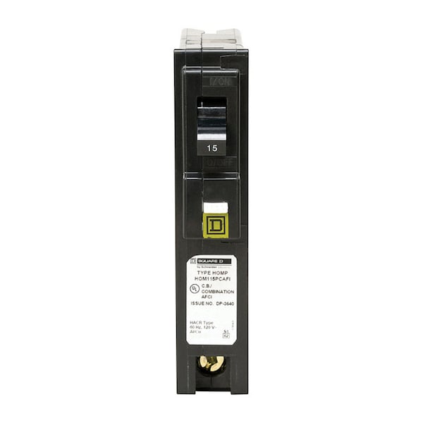 Square D Miniature Circuit Breaker, HOM Series, 15A, 1 Pole, 120V AC, 10kA HOM115PCAFIC - main